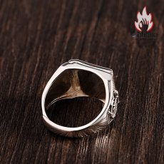 画像8: Antique Jewelry S925 シルバー製 アンカー＆十字薔薇デザイン コンパスモチーフ オープンリング パンク ヴィンテージ (8)