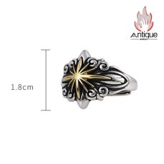画像11: Antique Jewelry S925 シルバー製 精密加工 十字薔薇 太陽光デザイン ゴールド調 メンズヴィンテージリング (11)