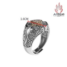 画像7: Antique Jewelry S925 シルバー 精巧メンズオープンリング ゴールド調金剛杵デザイン ヴィンテージゴシック (7)