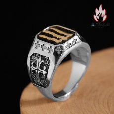 画像2: Antique Jewelry S925 シルバー 十字薔薇デザインリング メンズ クロス 欧米風 個性的 レトロ (2)