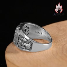 画像6: Antique Jewelry S925 シルバー 十字薔薇デザインリング メンズ クロス 欧米風 個性的 レトロ (6)