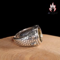 画像4: Antique Jewelry S925 シルバー ゴールド調ドクロヘッド鱗模様リング メンズ レトロ欧米風 個性的デザイン (4)
