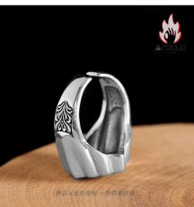 画像6: Antique Jewelry S925 シルバー GP（ゴールドプレーティング） メンズオープンリング 太陽光輝き × 十字薔薇モチーフ ヴィンテージゴシック (6)