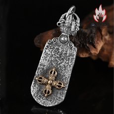 画像3: Antique Jewelry S925 シルバー製 貔貅 六字真言 金剛杵モチーフ メンズネックレストップ ヴィンテージ (3)