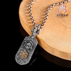 画像5: Antique Jewelry S925 シルバー製 貔貅 六字真言 金剛杵モチーフ メンズネックレストップ ヴィンテージ (5)