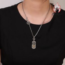 画像6: Antique Jewelry S925 シルバー製 貔貅 六字真言 金剛杵モチーフ メンズネックレストップ ヴィンテージ (6)