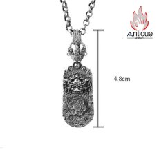 画像8: Antique Jewelry S925 シルバー製 貔貅 六字真言 金剛杵モチーフ メンズネックレストップ ヴィンテージ (8)