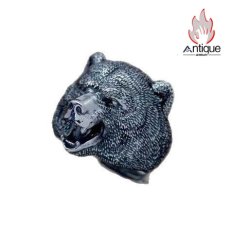 画像1: Antique Jewelry S925 シルバー 精巧立体ベアヘッドリング メンズオープンリング 個性的デザイン (1)