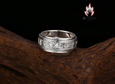 画像5: Antique Jewelry S925 シルバー 精巧な六字真言金剛杵リング 回転式降魔杵指輪 メンズ (5)