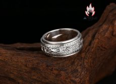 画像6: Antique Jewelry S925 シルバー 精巧な六字真言金剛杵リング 回転式降魔杵指輪 メンズ (6)