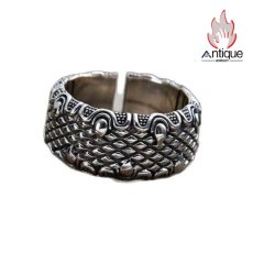 画像1: Antique Jewelry S925 シルバー 龍鱗龍爪デザイン メンズオープンリング 個性的レトロヒップホップ風 (1)