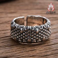 画像2: Antique Jewelry S925 シルバー 龍鱗龍爪デザイン メンズオープンリング 個性的レトロヒップホップ風 (2)