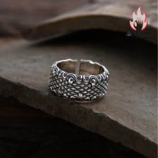 画像4: Antique Jewelry S925 シルバー 龍鱗龍爪デザイン メンズオープンリング 個性的レトロヒップホップ風 (4)