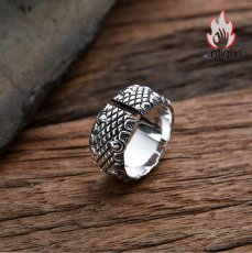 画像5: Antique Jewelry S925 シルバー 龍鱗龍爪デザイン メンズオープンリング 個性的レトロヒップホップ風 (5)