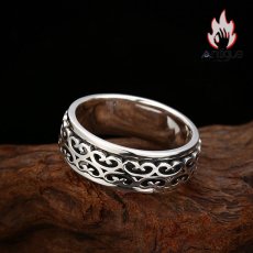 画像5: Antique Jewelry S925 シルバー おしゃれメンズリング 唐草模様 回転式ヴィンテージデザイン (5)