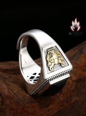 画像7: Antique Jewelry S925 シルバー 四角カット黒瑪瑙リング メンズ ヴィンテージ風オープンデザイン (7)