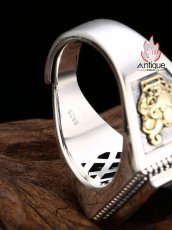 画像8: Antique Jewelry S925 シルバー 四角カット黒瑪瑙リング メンズ ヴィンテージ風オープンデザイン (8)