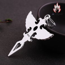 画像5: Antique Jewelry S925 シルバー製 守りの翼デザイン 天使の羽クロス オニクス装飾 男女兼用ペンダント (5)