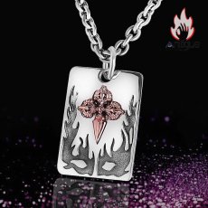 画像3: Antique Jewelry S925 シルバー 精巧な金剛杵デザインペンダント 光沢降魔杵プレート メンズネックレス シンプルヴィンテージ (3)