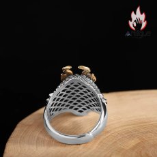 画像4: Antique Jewelry S925 シルバー 精巧なドラゴンヘッド竜鱗リング メンズ レトロで個性的デザイン (4)