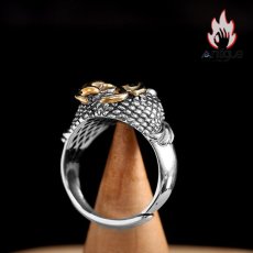 画像6: Antique Jewelry S925 シルバー 精巧なドラゴンヘッド竜鱗リング メンズ レトロで個性的デザイン (6)