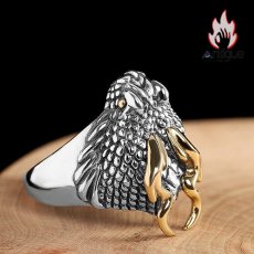 画像8: Antique Jewelry S925 シルバー 精巧なドラゴンヘッド竜鱗リング メンズ レトロで個性的デザイン (8)