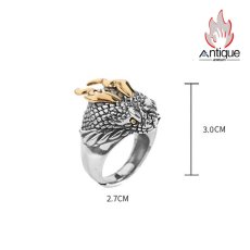 画像9: Antique Jewelry S925 シルバー 精巧なドラゴンヘッド竜鱗リング メンズ レトロで個性的デザイン (9)