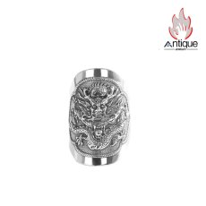 画像1: Antique Jewelry S999 シルバー 精巧なドラゴンデザインリング 竜図案ワイドバンド メンズ ヴィンテージ個性的 (1)