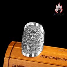 画像3: Antique Jewelry S999 シルバー 精巧なドラゴンデザインリング 竜図案ワイドバンド メンズ ヴィンテージ個性的 (3)