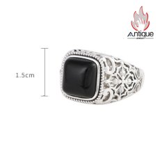 画像10: Antique Jewelry S925 シルバー 金剛杵オニクスリング メンズオープンリング ヴィンテージゴシック調 (10)