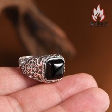画像6: Antique Jewelry S925 シルバー 金剛杵オニクスリング メンズオープンリング ヴィンテージゴシック調 (6)