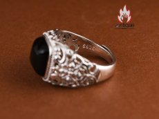 画像8: Antique Jewelry S925 シルバー 金剛杵オニクスリング メンズオープンリング ヴィンテージゴシック調 (8)