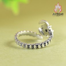画像7: Antique Jewelry S925 シルバー シンプルなさそりデザイン 蠍座オープンリング オニクス付き ユニセックス (7)