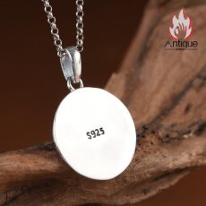 画像4: Antique Jewelry S925 シルバー 円盤コンパス 八芒星ペンダント 十字星芒太陽図案 ヴィンテージ風 ユニセックス (4)