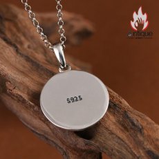 画像8: Antique Jewelry S925 シルバー 円盤コンパス 八芒星ペンダント 十字星芒太陽図案 ヴィンテージ風 ユニセックス (8)