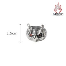 画像10: Antique Jewelry S925 シルバー 精巧で肉厚なフクロウリング メンズ パンク風オープンリング (10)