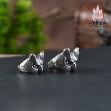 画像5: Antique Jewelry S925 シルバー 精巧で肉厚なフクロウリング メンズ パンク風オープンリング (5)