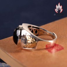 画像6: Antique Jewelry S925 シルバー製 ゴールドカラー貔貅モチーフ オニクス付きリング ヴィンテージゴシック (6)