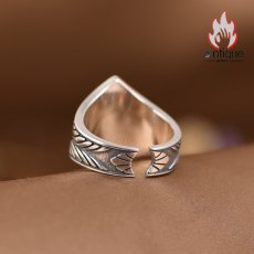 画像4: Antique Jewelry S925 シルバー 太陽光線立体八芒星リング メンズ 個性的オープンリング (4)