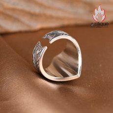 画像6: Antique Jewelry S925 シルバー 太陽光線立体八芒星リング メンズ 個性的オープンリング (6)