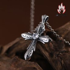 画像5: Antique Jewelry S925 シルバー 精巧な十字クルス十字軍花ペンダント ジルコン付き 個性的デザイン (5)
