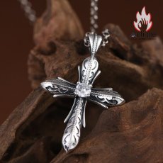 画像6: Antique Jewelry S925 シルバー 精巧な十字クルス十字軍花ペンダント ジルコン付き 個性的デザイン (6)