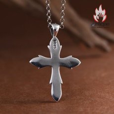 画像7: Antique Jewelry S925 シルバー 精巧な十字クルス十字軍花ペンダント ジルコン付き 個性的デザイン (7)