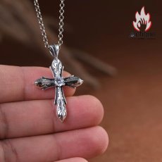 画像8: Antique Jewelry S925 シルバー 精巧な十字クルス十字軍花ペンダント ジルコン付き 個性的デザイン (8)