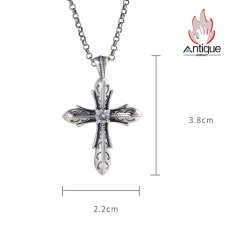 画像9: Antique Jewelry S925 シルバー 精巧な十字クルス十字軍花ペンダント ジルコン付き 個性的デザイン (9)