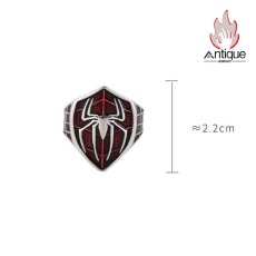 画像10: Antique Jewelry S925 シルバー 精巧なメンズスパイダーシールドリング ヒップホップパンク風オープンリング (10)