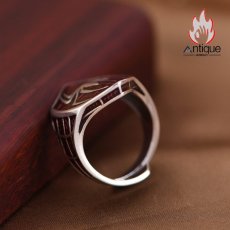 画像7: Antique Jewelry S925 シルバー 精巧なメンズスパイダーシールドリング ヒップホップパンク風オープンリング (7)