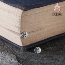 画像5: Antique Jewelry S925 シルバー ヴィンテージ風太極八卦模様 ユニセックス 個性的ピアス (5)