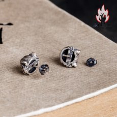 画像6: Antique Jewelry S925 シルバー レトロ 百獣の王トラデザイン メンズピアス 立体トラヘッドパンク風ピアス (6)