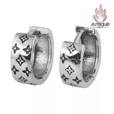 画像1: Antique Jewelry S925 シルバー レディース クロススターピアス デザイン性抜群 レトロで高級感のあるフープイヤリング (1)